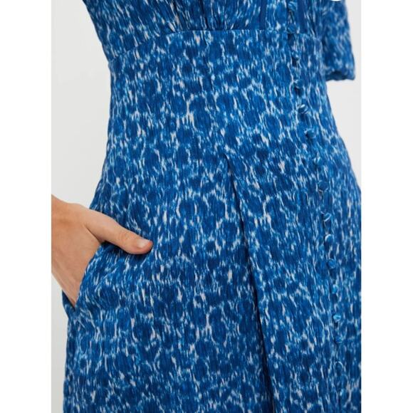 Tuckernuck Seaport Blue Dana Midi Dress Short Sleeves Pockets V-Neck, Large (L) - Picture 4 of 12